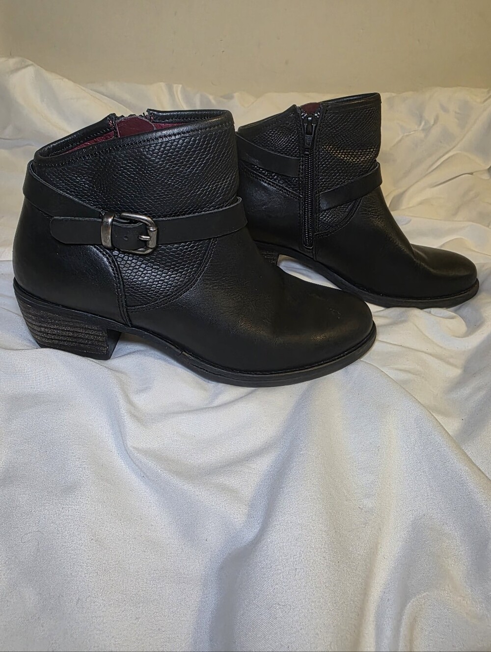 Umberto Raffini Zip Up Womens Black Leather Ankle Boots With Low Heel Size 36